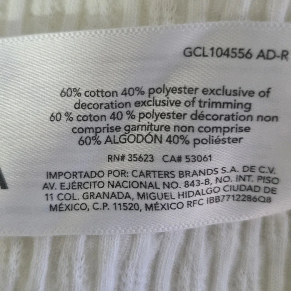 Oshkosh Bgosh Girls Size 10 Sleeveless Smock Tank Top White
